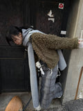 CHECK LONG SLIT WOOL SK
