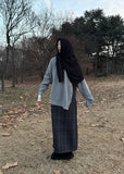 CHECK LONG SLIT WOOL SK