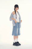 Side fold bermuda denim pants