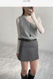 One-Shoulder Wool Knit Vest