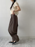 [Summer ver.] T-shirt with double-pleated long wide slacks
