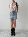 340 Curved Mini Denim Skirt