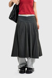 Fab Button Flare Long Skirt