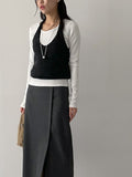 Warm Touch Wrap Slit H-Line Long Skirt