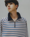 Striped Raglan Half-Zip Polo