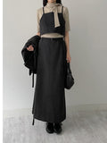 [Setup Available/Three-Piece] Mog Wool Belted Long Skirt