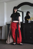 Oxford Red Cotton Pants