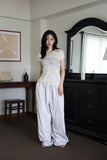 Rib lace knit top