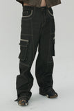 OBLIQUE PATCH DENIM PANTS