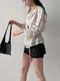 Drape Color Matching Loose Fit Blouse