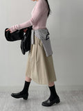Two-pin tuck cotton flare skirt