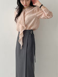 Ruffle Tencel See-through Blouse