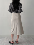 [Belt set] Bella pleated A-line long skirt
