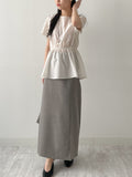Sienna Banding Flare Short Sleeve Blouse