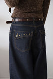 Non-fade stud overfit denim