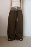 Two-tone button maxi cotton pants