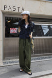 Snap Wide Cotton Pants