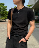 One Q Ribbed Henry Neck Short Sleeve T-shirt
