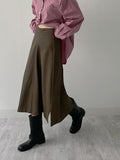 Matte Leather Flare Long Skirt