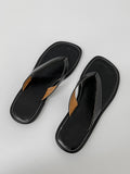Stitched Leather Flip-flops Slippers