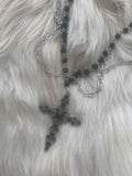 [only suzen] Benian Two-Chain Vintage Black Cross Necklace
