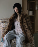 Leopard fur coat jacket