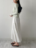 Two-button slit ribbed cardigan T-shirt
