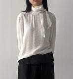 Saphir High Neck Tie Blouse