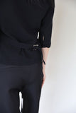 Black Three Quarter Back Buckle Shirt Top