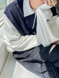 Peach color matching collar zip-up sweatshirt