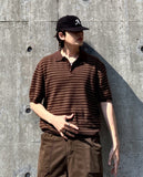 Cotton Stripe Collar Half Knit