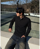 Waffle Henley Neck Long Sleeve