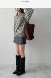 [unisex/wool 50%] Mentor Stripe Overfit Knit