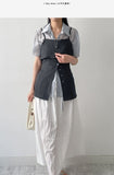 Chief Strap Pintuck See-through Short Sleeve Shirt