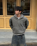 Brushed Henley Neck Pigment Hoodie