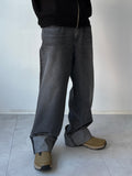 Roll-Up Grey Wide Denim
