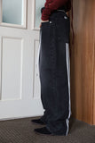 Track two-line denim pants