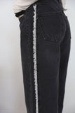 Tone-on tassel black denim