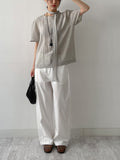 [Tie SET] Suela Balloon Fit Short Sleeve Blouse