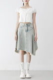 Reneck denim unbalance skirt