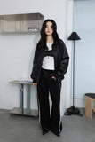 Vegan leather varsity jacket