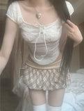 Chechena Beige Check Skirt