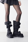 Sawed Ribbon Padded Boots