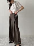 Pleated Tie Short Sleeve Blouse
