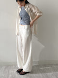 Linen Cinch Back Balloon Fit Wide Pants