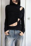 String hole turtleneck top
