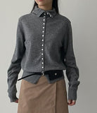 Raccoon Wool Turtleneck Knit Cardigan
