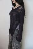 Slit Summer Boat Neck Knit
