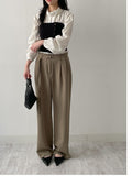 High-Neck Belted Balloon Fit Blouse