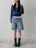 Clips U-neck See-through Knit